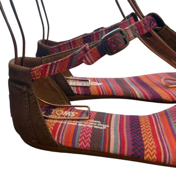Toms Playa Tribal Womens Ankle Strap Thongs Flip Flops Leather Summer Shoes 6.5 - Picture 12 of 16